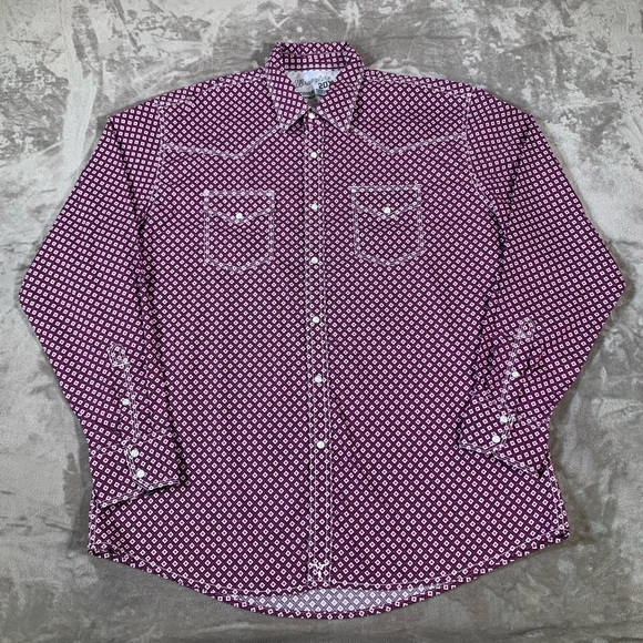 Wrangler 20X Button Down Men XL Cowboy Competition Pearl Snap Red Diamond Design - Picture 1 of 7